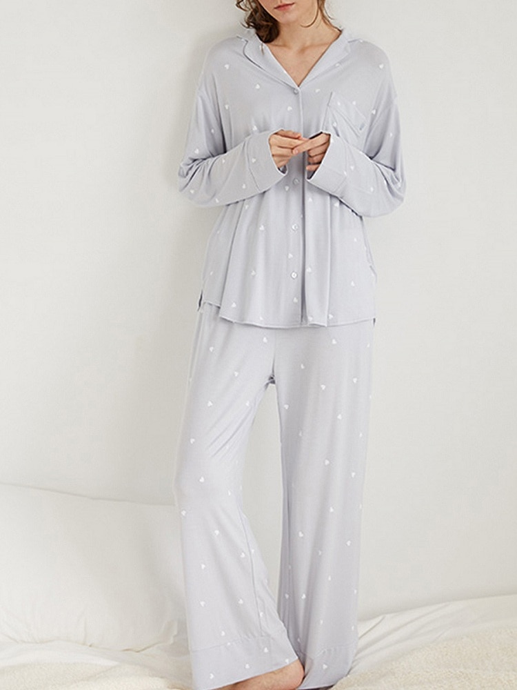 Ladies new two-piece long-sleeved pajamas, comfortable modal home service suits, fashionable and simple pajamas, new sleepwear